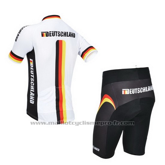 2013 Maillot Cyclisme Allemagne Blanc et Noir Manches Courtes et Cuissard